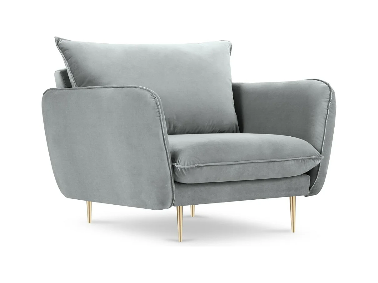 Cosmopolitan Design - Fauteuil "Vienna" Flueel, Lichtgrijs - 97x94x95cm