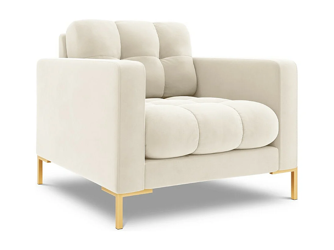 Cosmopolitan Design - Fauteuil "Bali" Flueel, Lichtbeige - 87x92x75cm