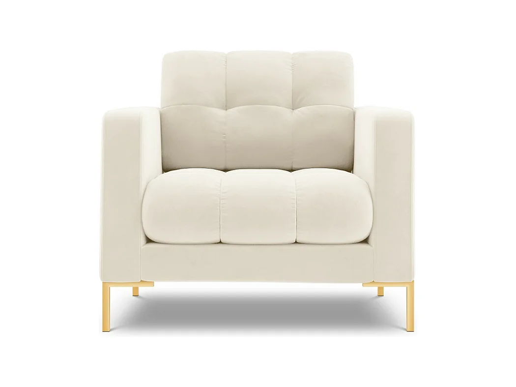 Cosmopolitan Design - Fauteuil "Bali" Flueel, Lichtbeige - 87x92x75cm