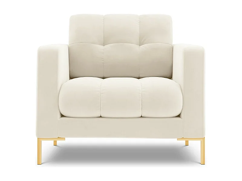 Cosmopolitan Design - Fauteuil "Bali" en velours beige clair - 87x92x75cm