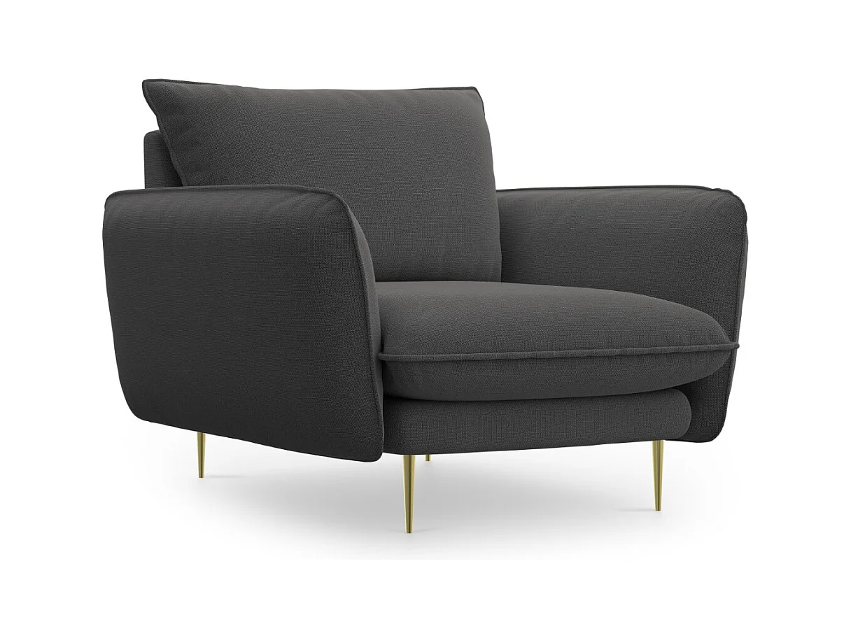 Cosmopolitan Design - Fauteuil "Vienna" Structurele stof, Donkergrijs - 97x94x95cm