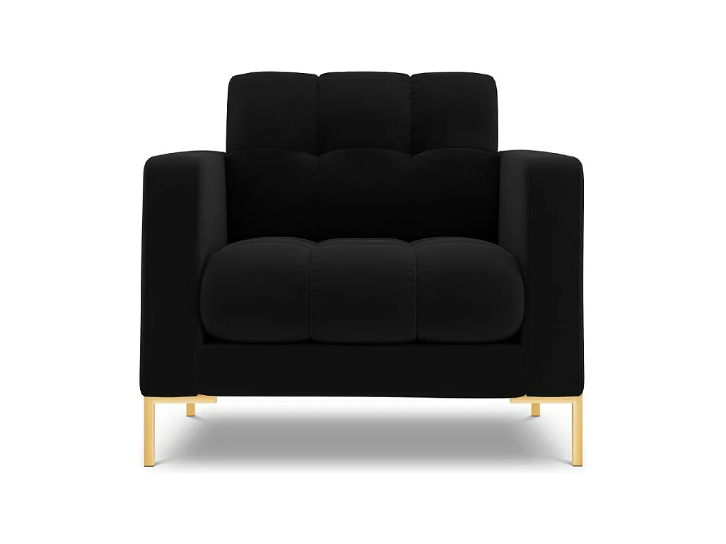 Cosmopolitan Design - Fauteuil "Bali" Flueel, Zwart - 87x92x75cm