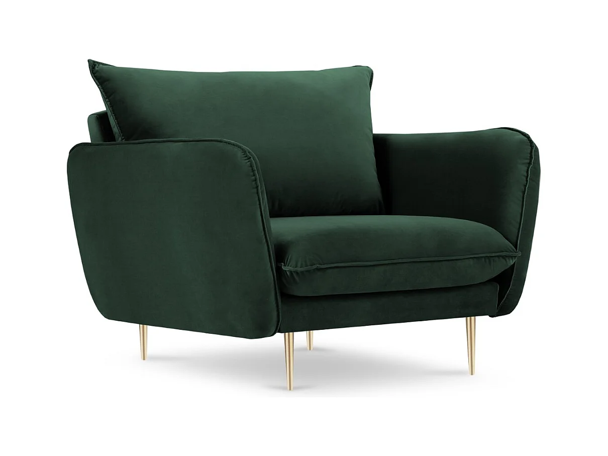 Cosmopolitan Design - Fauteuil "Vienna" Flueel, Flessengroen - 97x94x95cm