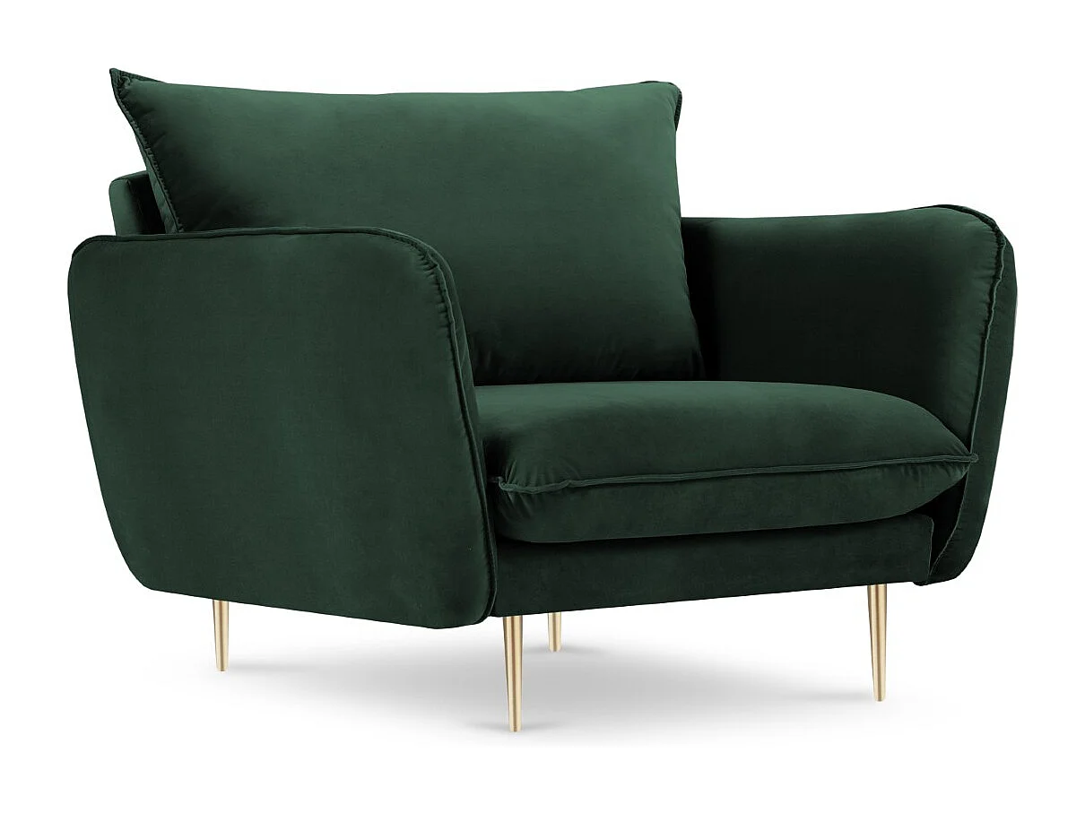 Cosmopolitan Design - Sessel "Vienna" aus Samt flaschengrün - 97x94x95cm