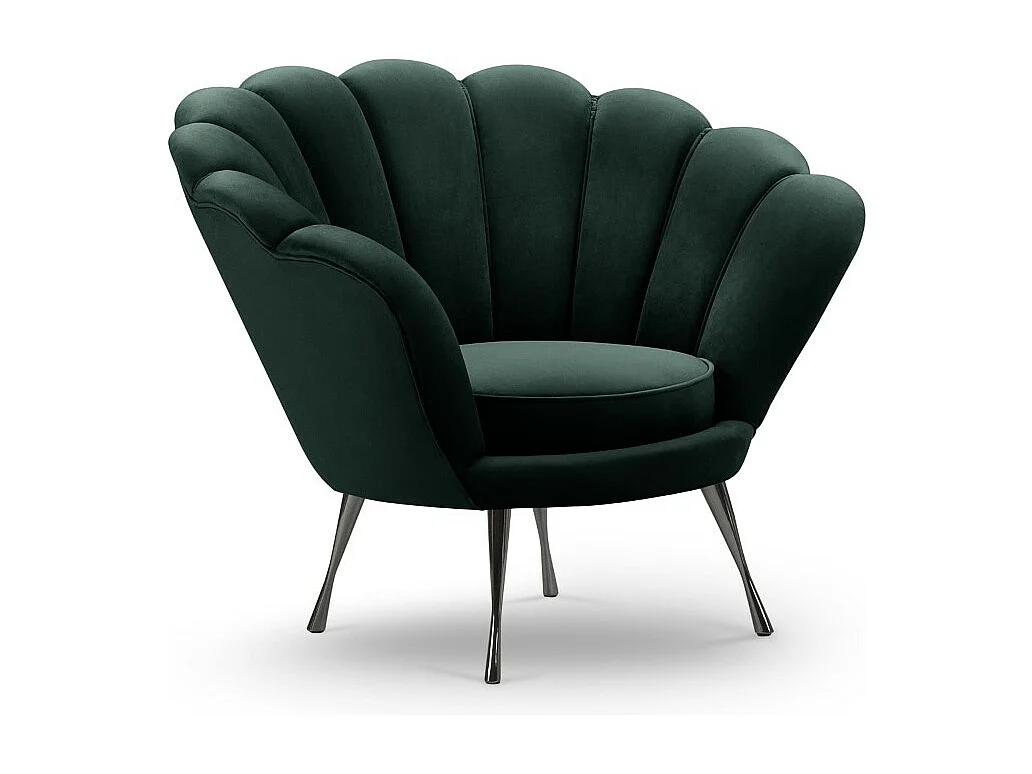 Cosmopolitan Design - Fauteuil "Kingston" en velours vert bouteille - 98x78x76cm