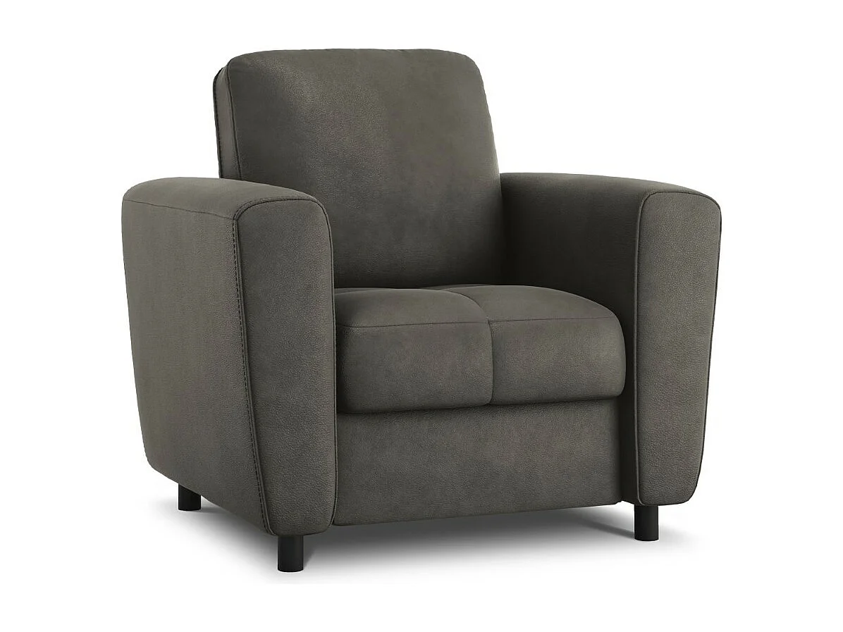 CXL by Christian Lacroix - Fauteuil "Audra" en cuir véritable gris foncé - 87x82x83cm