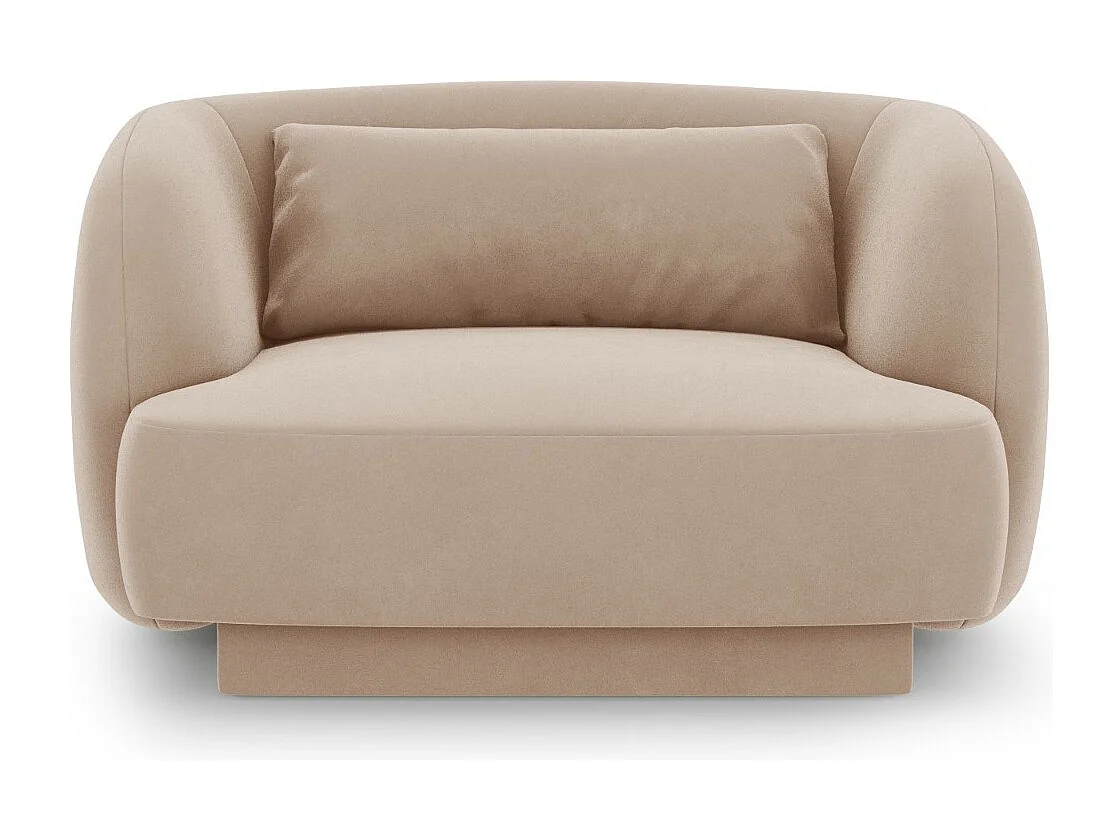Cosmopolitan Design - Fauteuil "Tulum" Flueel, Beige - 103x90x70cm