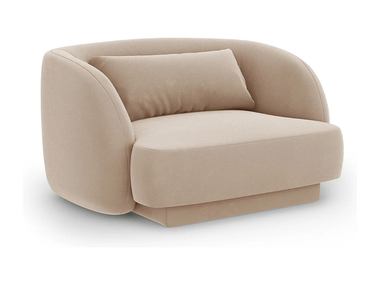 Cosmopolitan Design - Fauteuil "Tulum" Flueel, Beige - 103x90x70cm