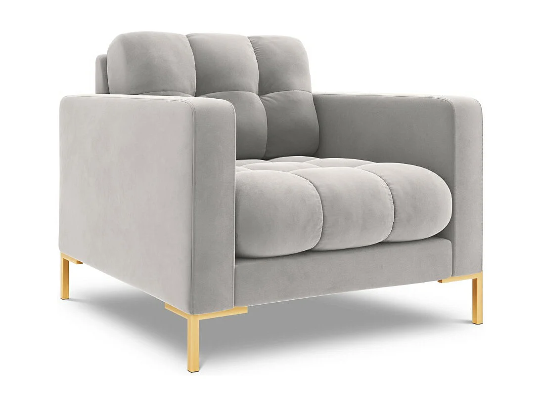 Cosmopolitan Design - Fauteuil "Bali" en velours argent - 87x92x75cm