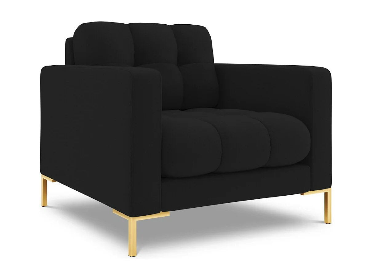 Cosmopolitan Design - Fauteuil "Bali" Structurele stof, Zwart - 87x92x75cm
