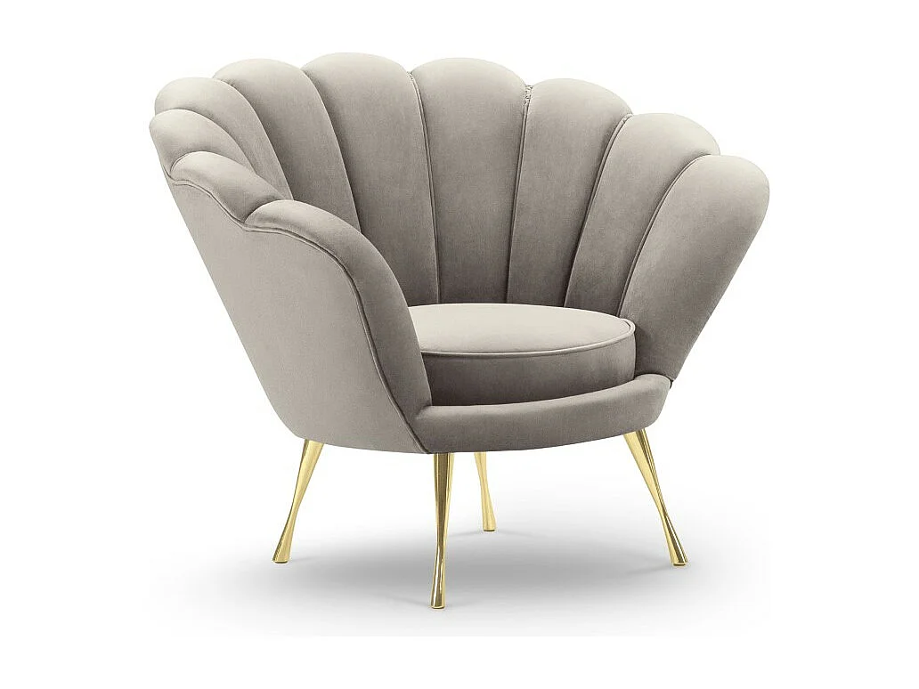 Cosmopolitan Design - Fauteuil "Kingston" Flueel, Lichtbeige - 98x78x76cm