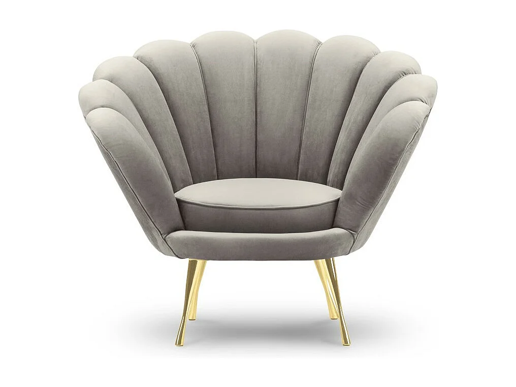 Cosmopolitan Design - Fauteuil "Kingston" Flueel, Lichtbeige - 98x78x76cm