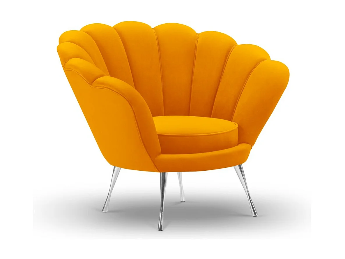 Cosmopolitan Design - Fauteuil "Kingston" en velours orange - 98x78x76cm