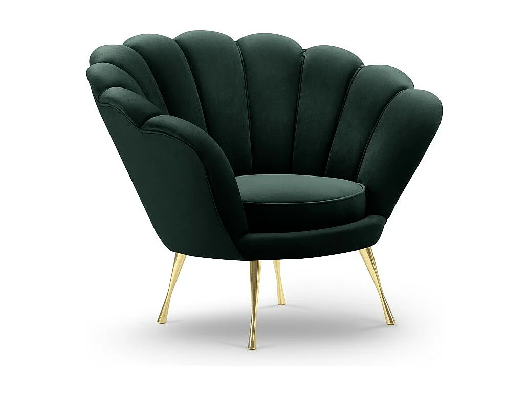 Cosmopolitan Design - Fauteuil "Kingston" en velours vert bouteille - 98x78x76cm