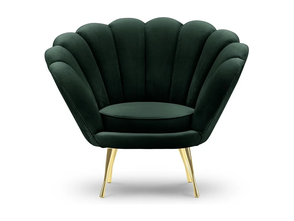 Cosmopolitan Design - Fauteuil "Kingston" en velours vert bouteille - 98x78x76cm
