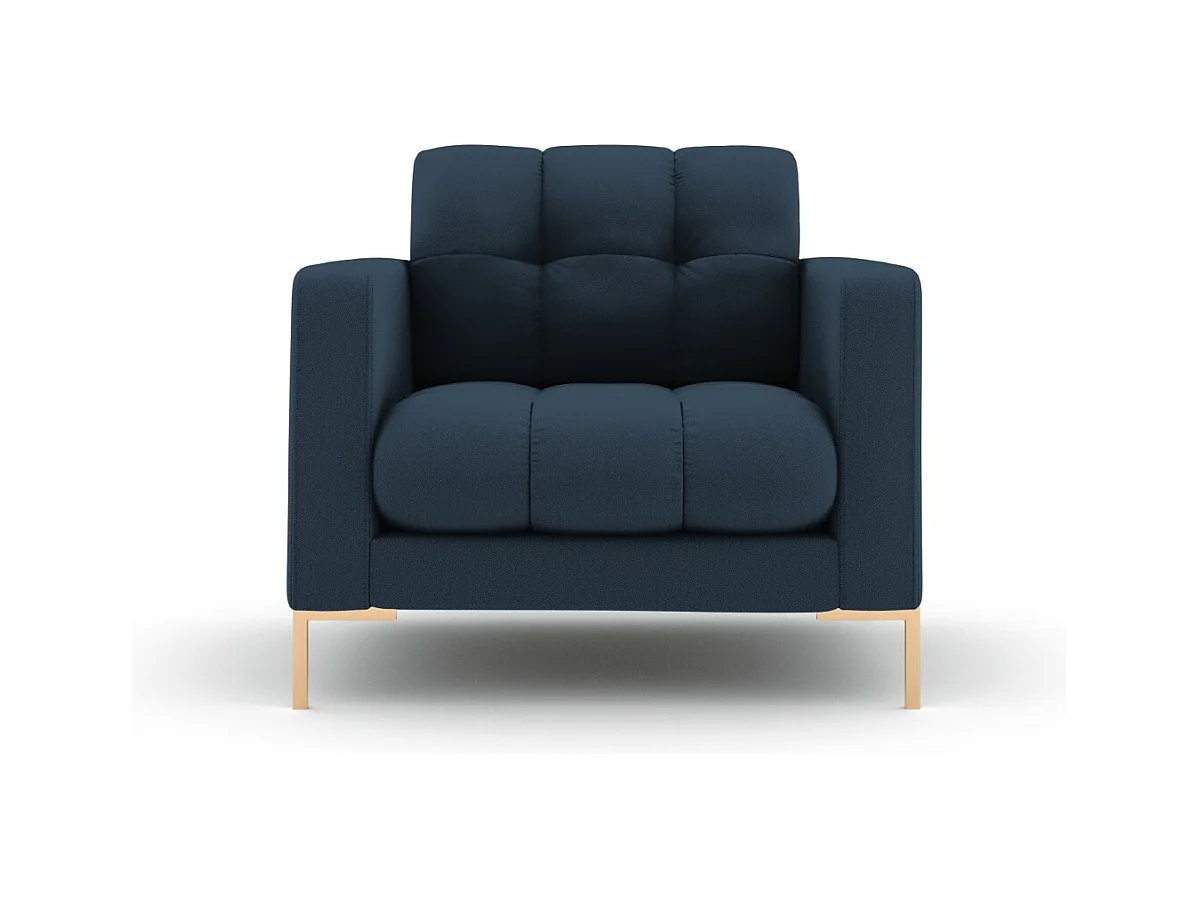 Cosmopolitan Design - Fauteuil "Bali" en tissu structurel bleu - 87x92x75cm