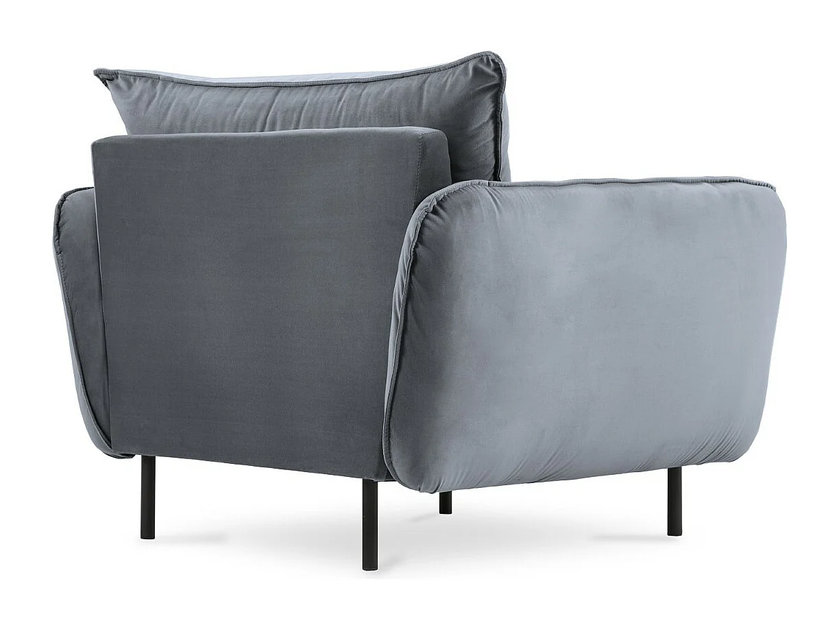 Cosmopolitan Design - Fauteuil "Vienna" en velours bleu gris - 97x94x95cm