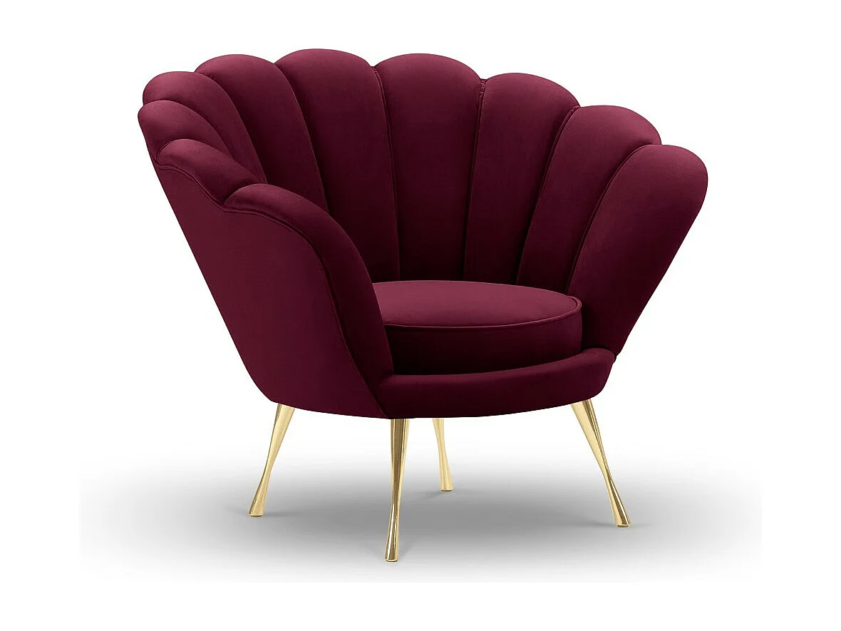Cosmopolitan Design - Fauteuil "Kingston" Flueel, Paars - 98x78x76cm