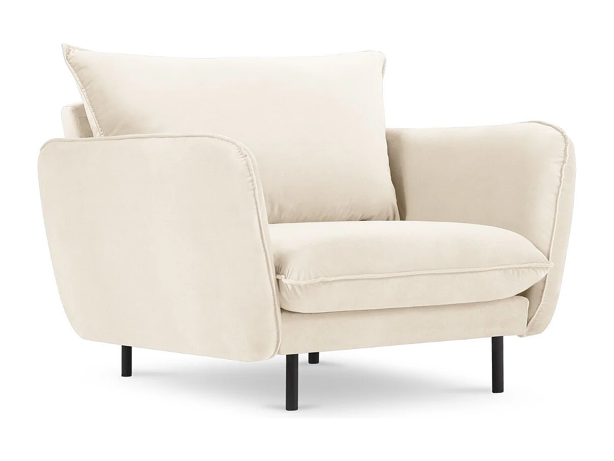 Cosmopolitan Design - Sessel "Vienna" aus Samt leichtes beige - 97x94x95cm