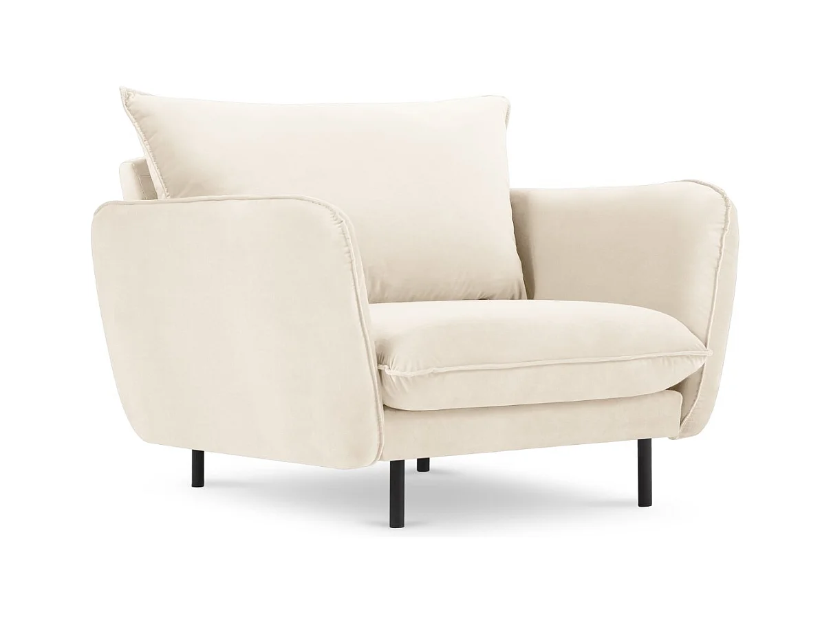 Cosmopolitan Design - Fauteuil "Vienna" en velours beige clair - 97x94x95cm
