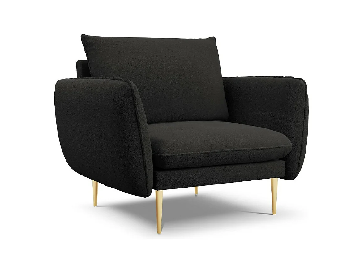Cosmopolitan Design - Fauteuil "Vienna" Boucle, Zwart - 97x94x95cm