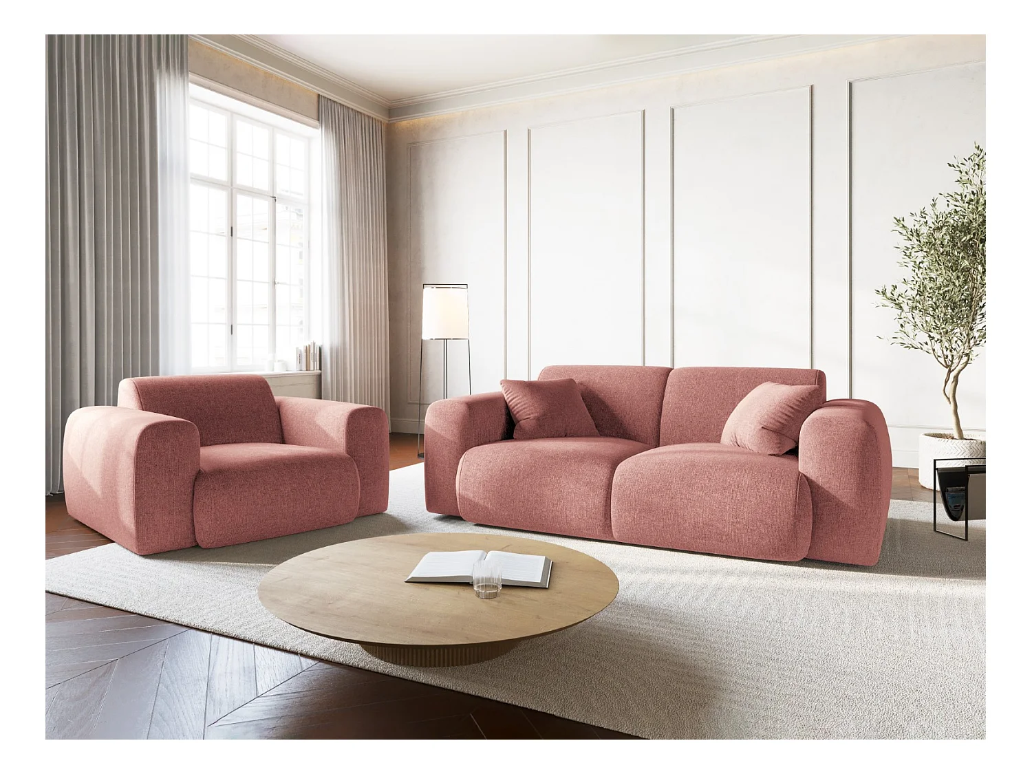 Cosmopolitan Design - Fotel, "Nolio" 2 miejsca szenil, róż - 105x95x72cm