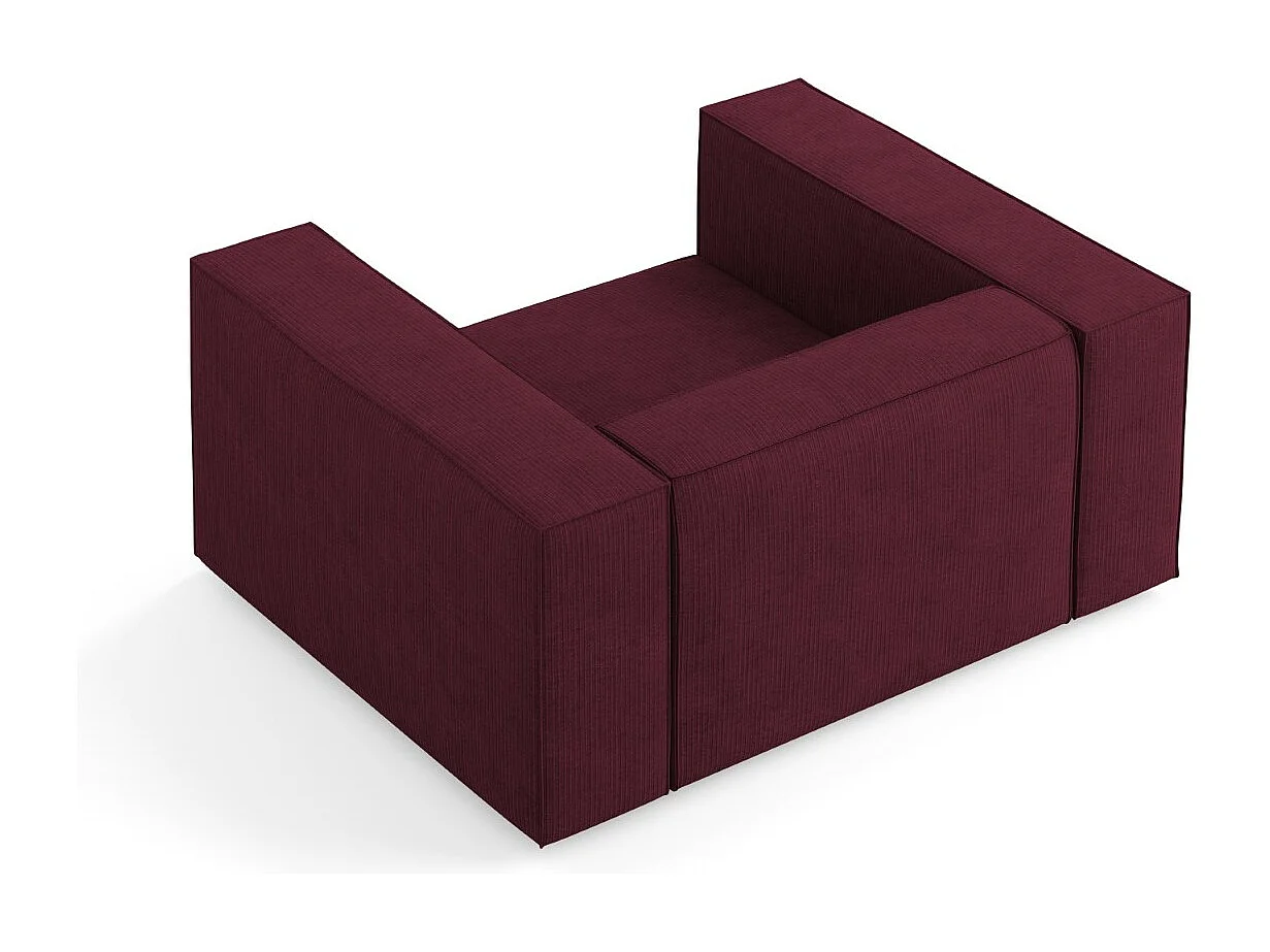 Cosmopolitan Design - Sessel "Arendal" aus Chenille-Stoff mit Rippeneffekt rubin - 124x102x70cm