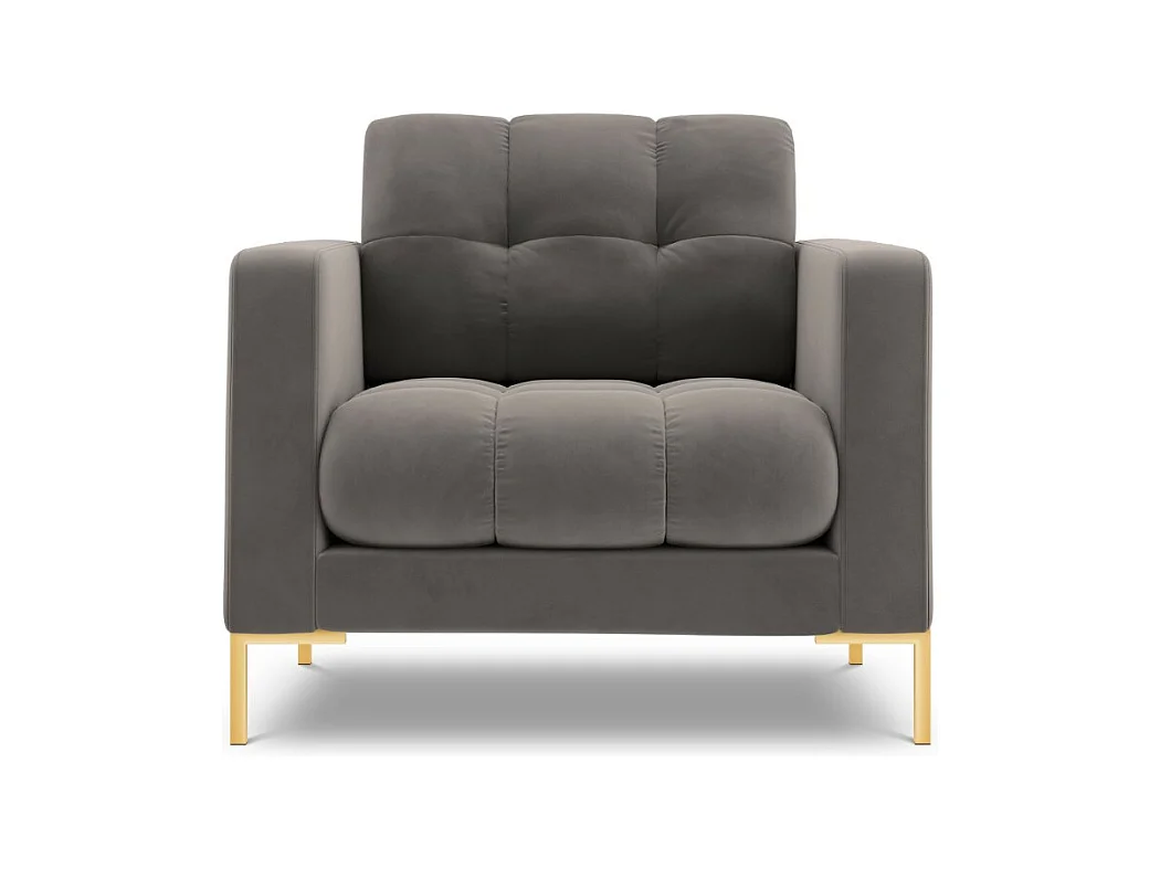 Cosmopolitan Design - Fauteuil "Bali" Flueel, Lichtgrijs - 87x92x75cm
