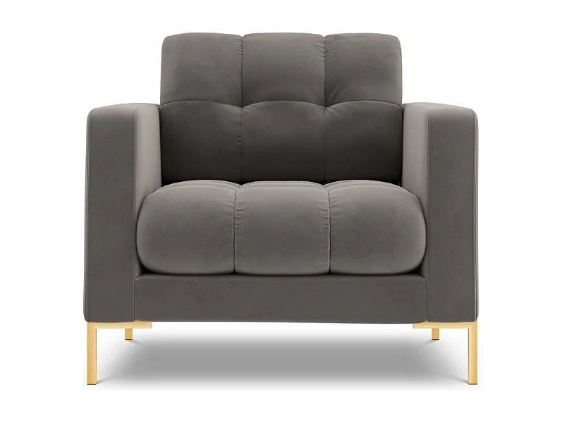 Cosmopolitan Design - Poltrona "Bali" em veludo cinza claro - 87x92x75cm