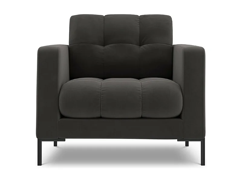 Cosmopolitan Design - Poltrona "Bali" em veludo cinza escuro - 87x92x75cm
