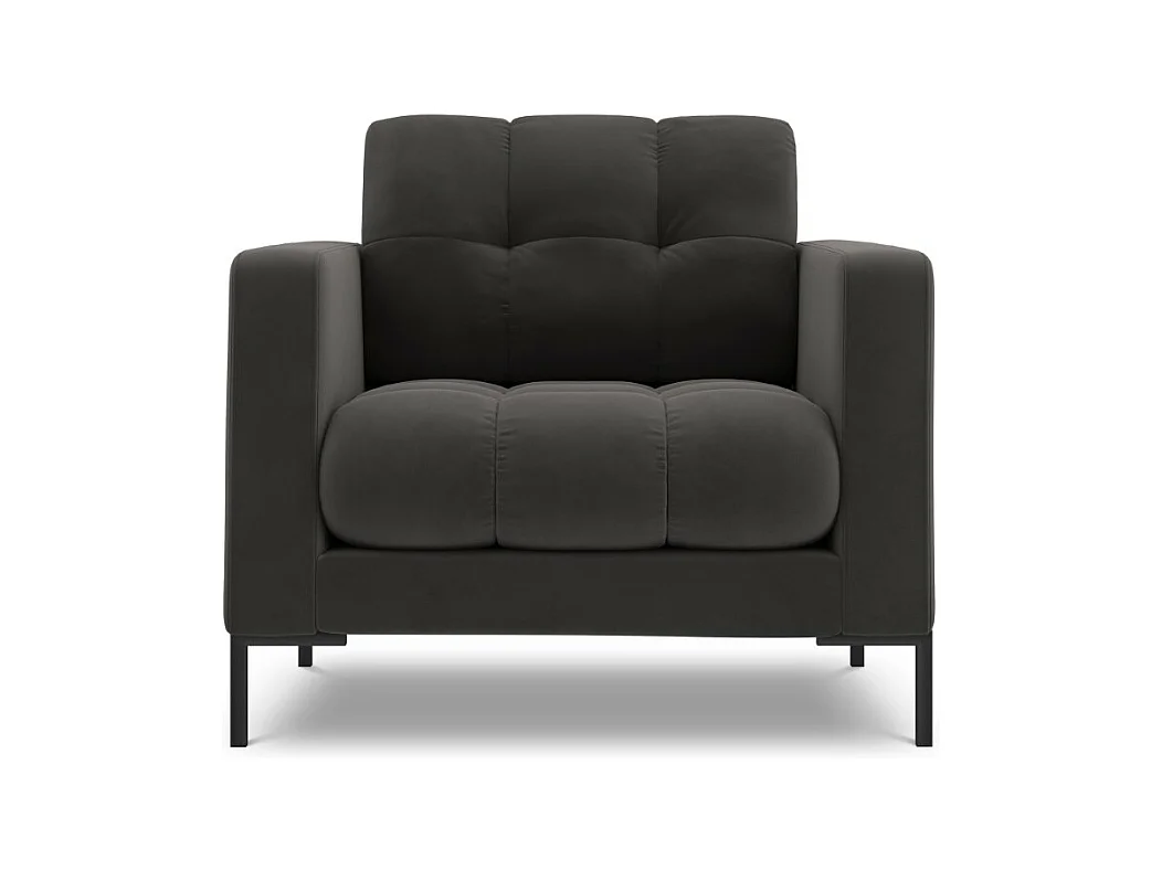 Cosmopolitan Design - Fauteuil "Bali" Flueel, Donkergrijs - 87x92x75cm