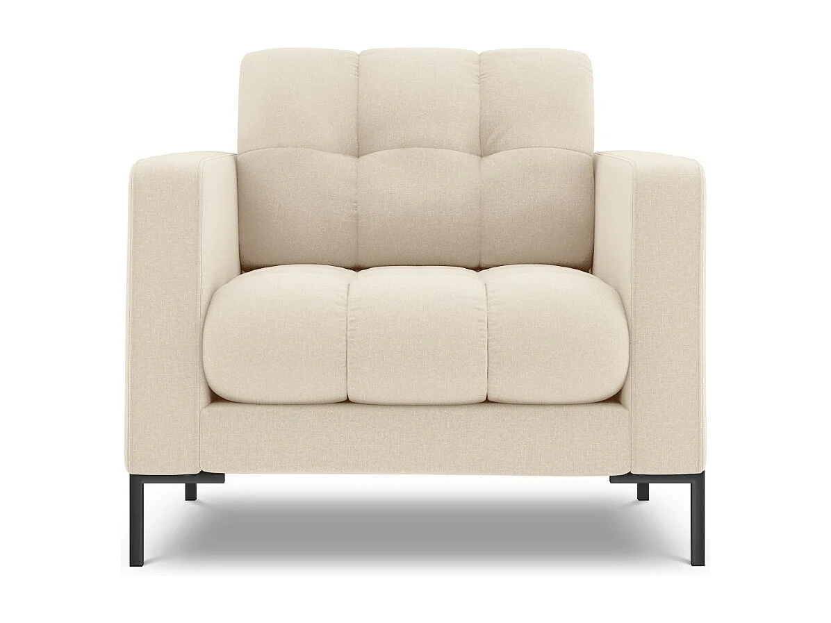 Cosmopolitan Design - Fauteuil "Bali" Structurele stof, Lichtbeige - 87x92x75cm