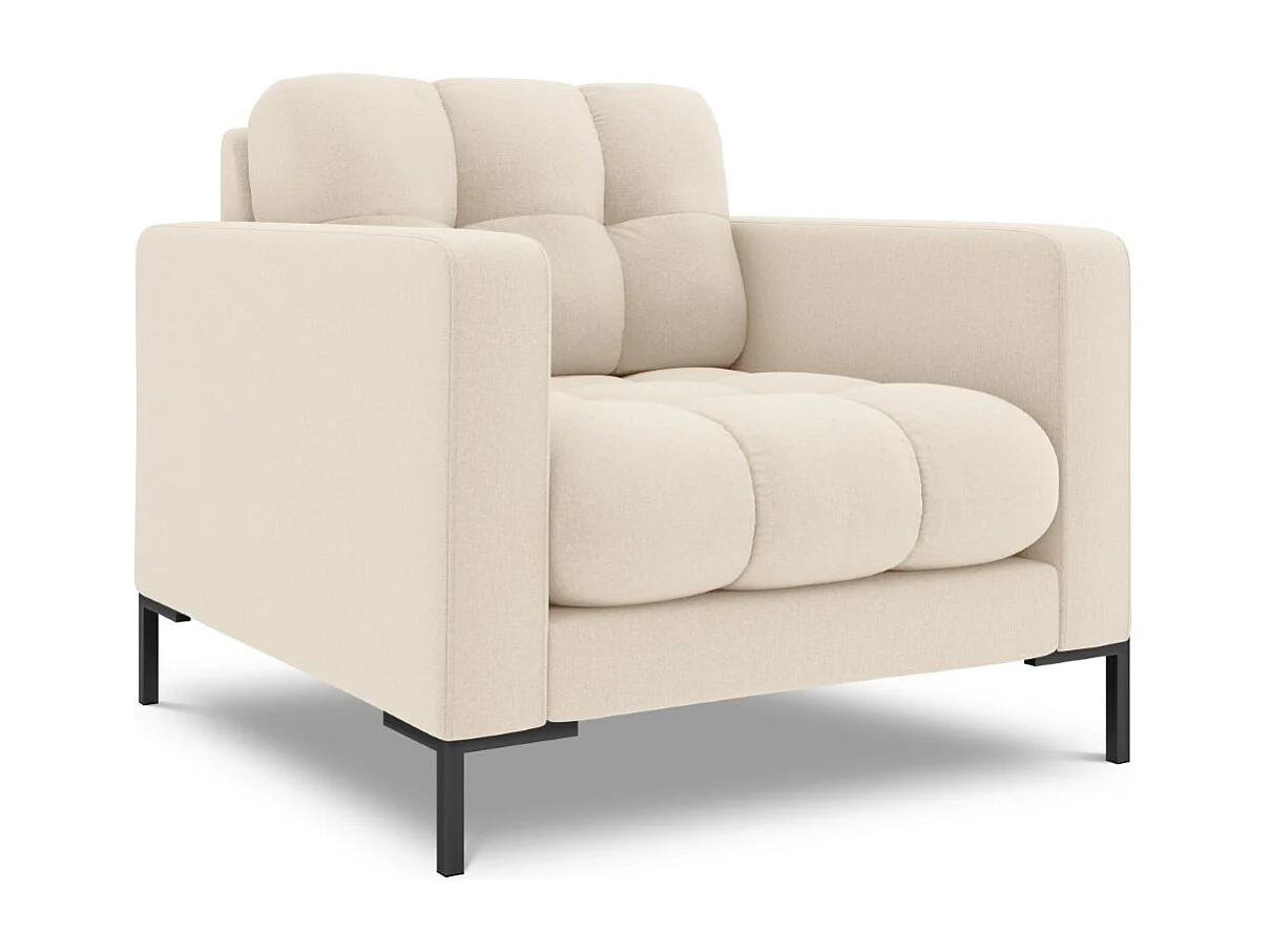 Cosmopolitan Design - Fauteuil "Bali" Structurele stof, Lichtbeige - 87x92x75cm