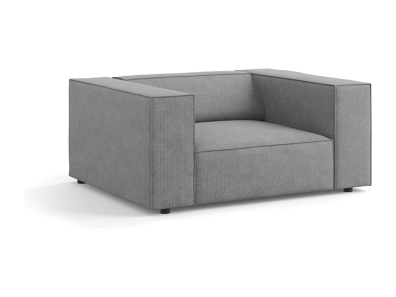 Cosmopolitan Design - Fauteuil "Arendal" en chenille avec un effet côtelé gris foncé - 124x102x70cm