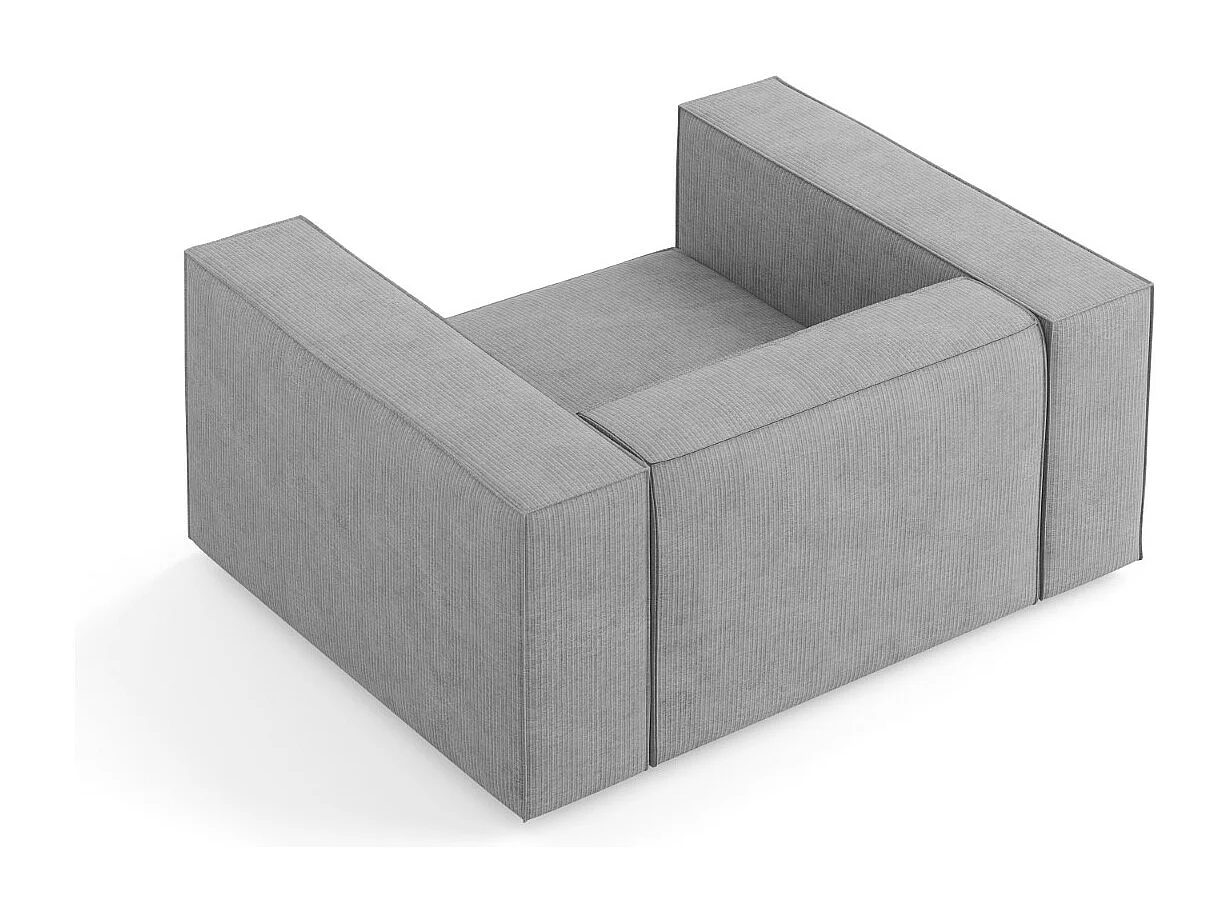 Cosmopolitan Design - Fauteuil "Arendal" en chenille avec un effet côtelé gris foncé - 124x102x70cm