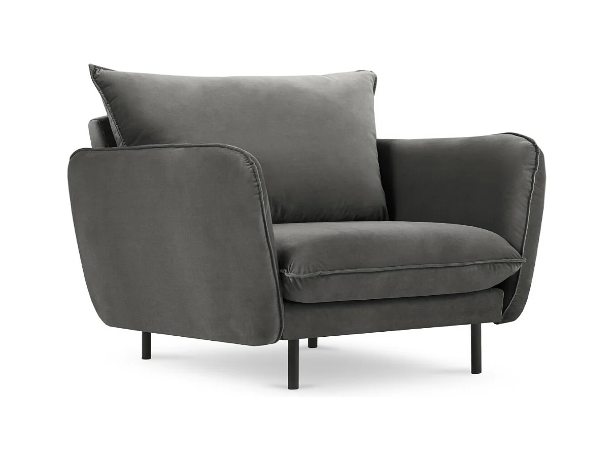 Cosmopolitan Design - Fauteuil "Vienna" Flueel, Grijs - 97x94x95cm