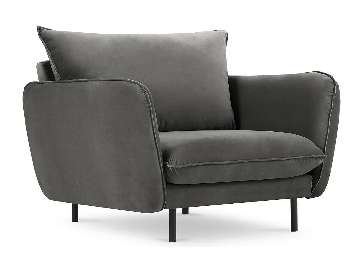 Cosmopolitan Design - Fauteuil "Vienna" en velours gris - 97x94x95cm