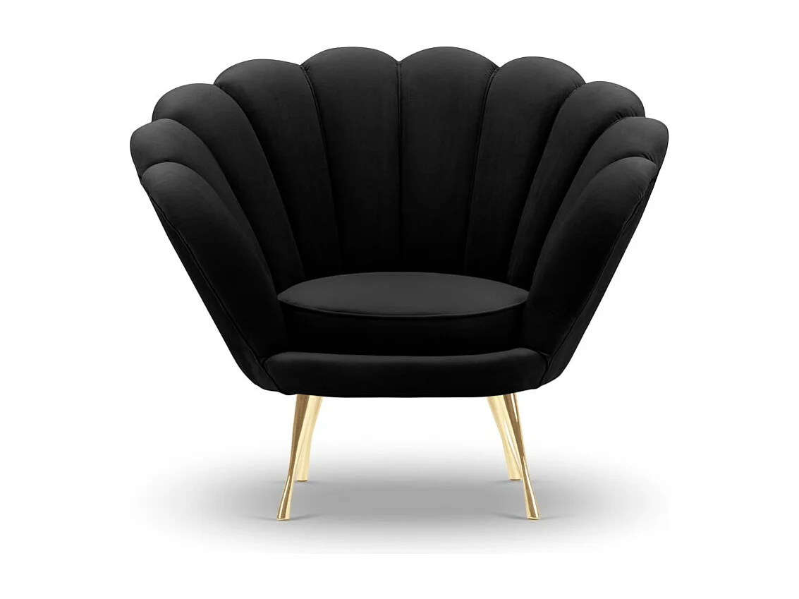 Cosmopolitan Design - Fauteuil "Kingston" en velours noir - 98x78x76cm