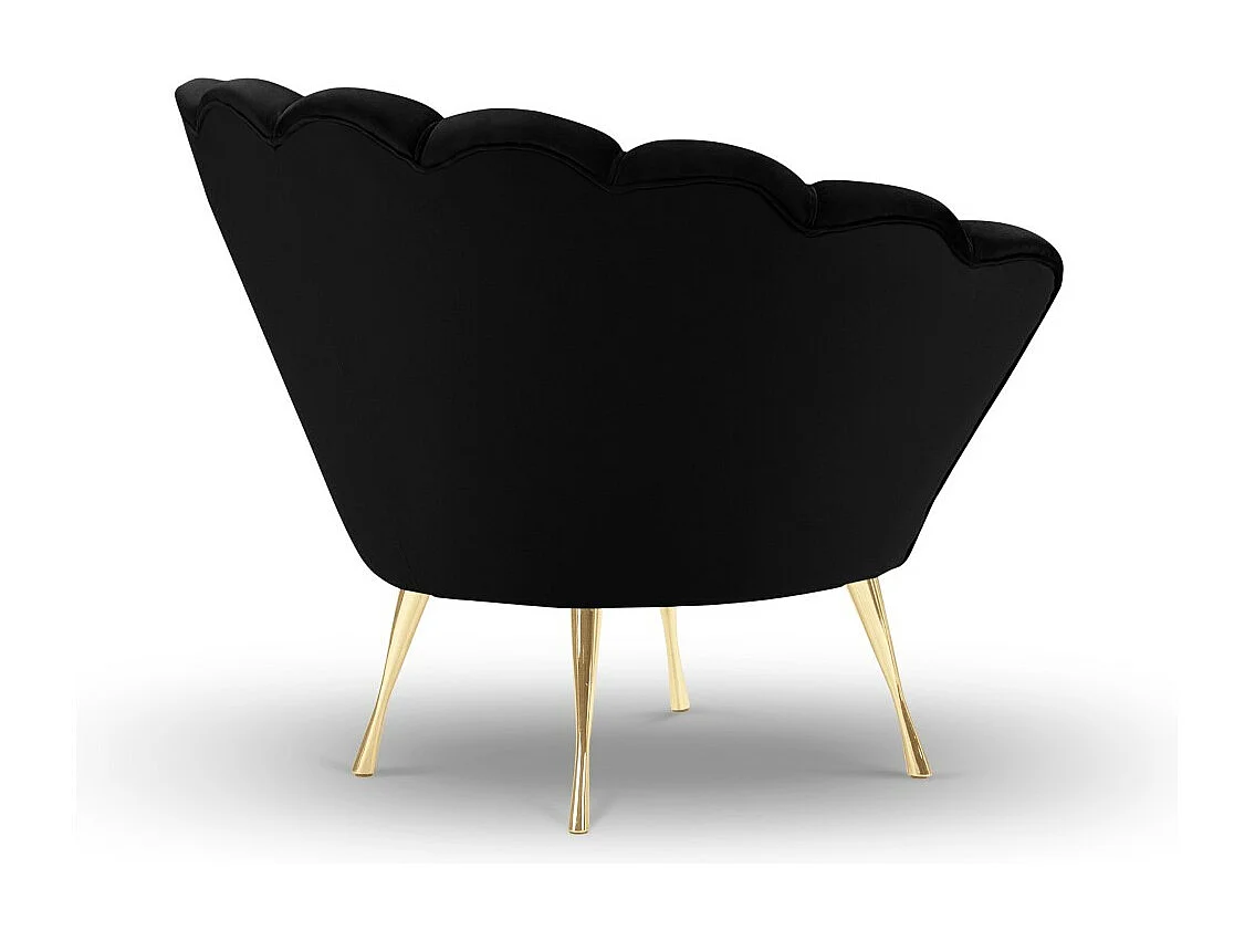 Cosmopolitan Design - Fauteuil "Kingston" en velours noir - 98x78x76cm