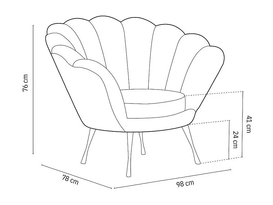 Cosmopolitan Design - Fauteuil "Kingston" en velours noir - 98x78x76cm