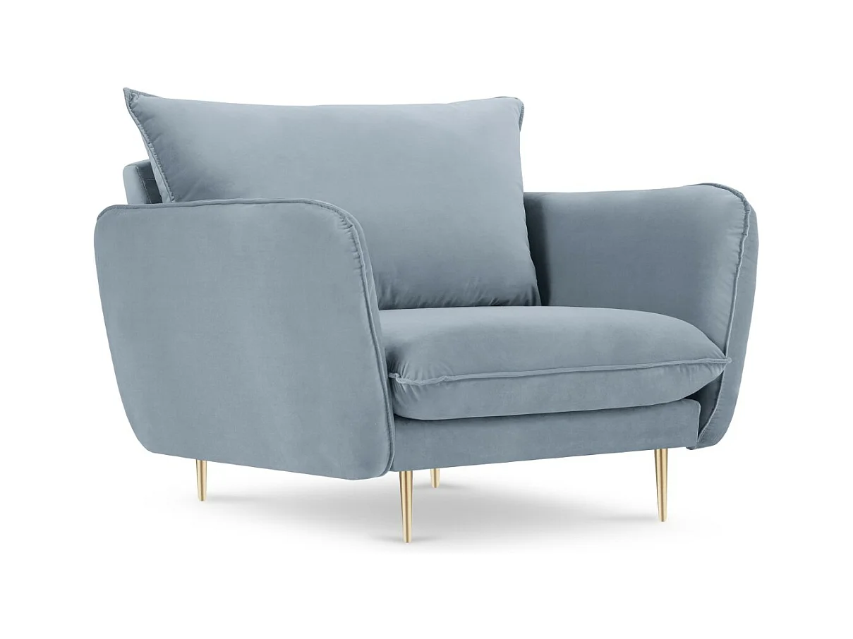 Cosmopolitan Design - Fauteuil "Vienna" Flueel, Lichtblauw - 97x94x95cm