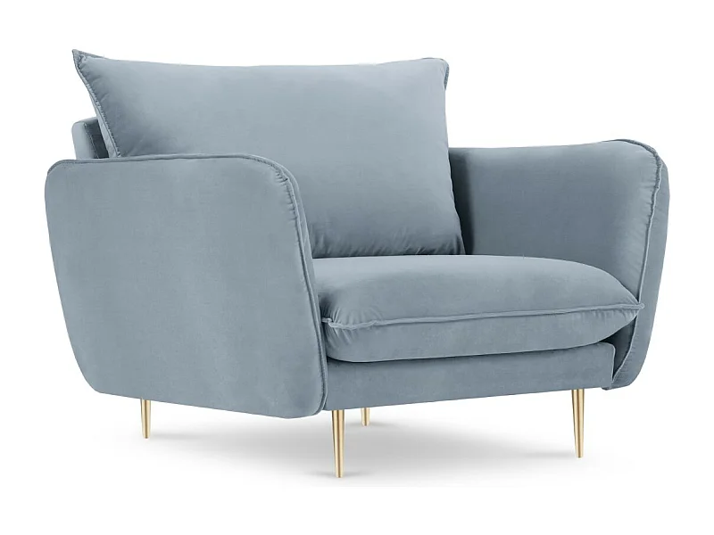 Cosmopolitan Design - Poltrona "Vienna" in velluto azzurro - 97x94x95cm