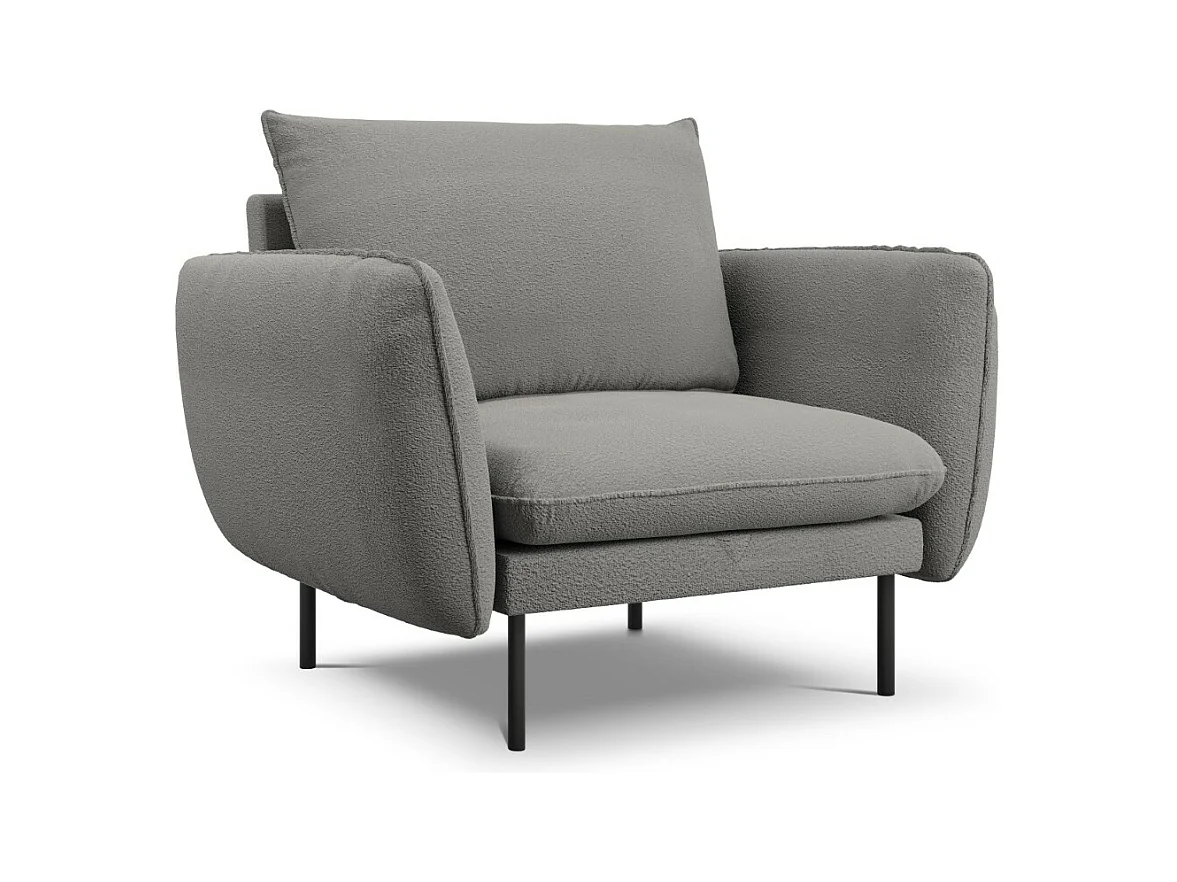 Cosmopolitan Design - Fauteuil "Vienna" Boucle, Grijs - 97x94x95cm