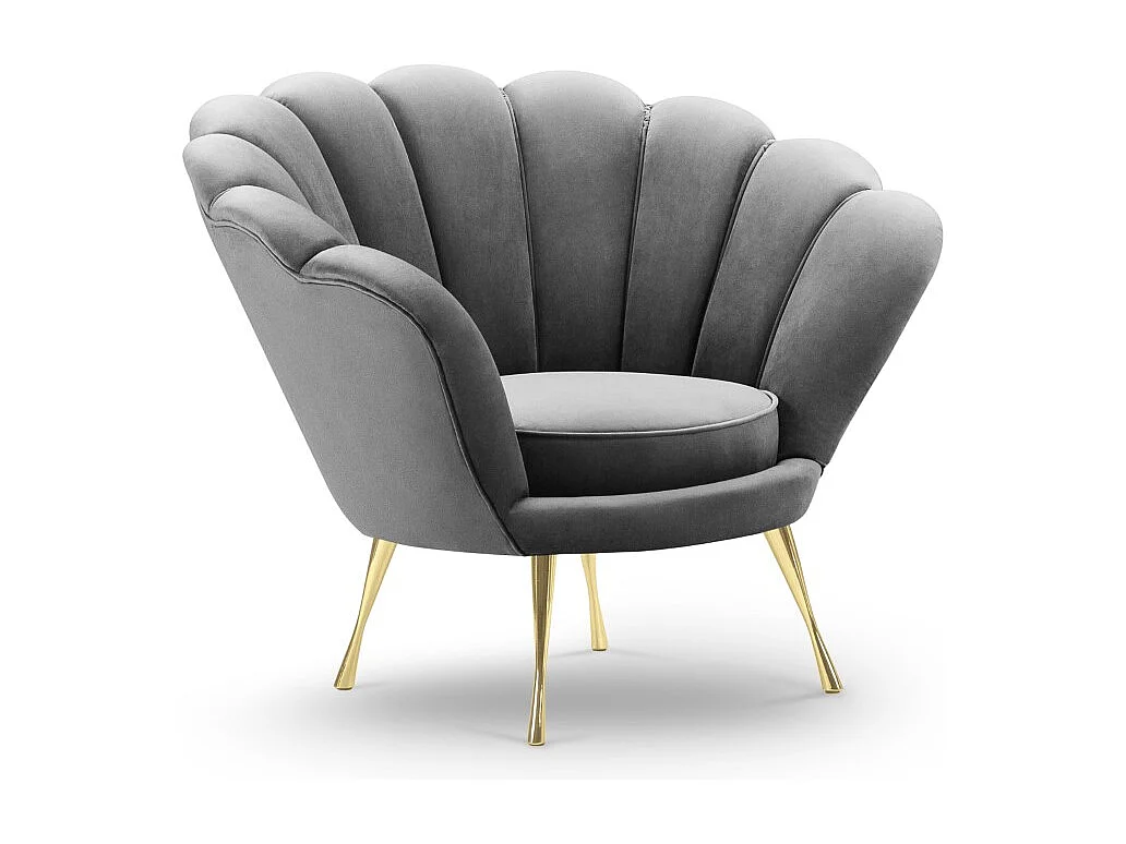 Cosmopolitan Design - Fauteuil "Kingston" Flueel, Lichtgrijs - 98x78x76cm
