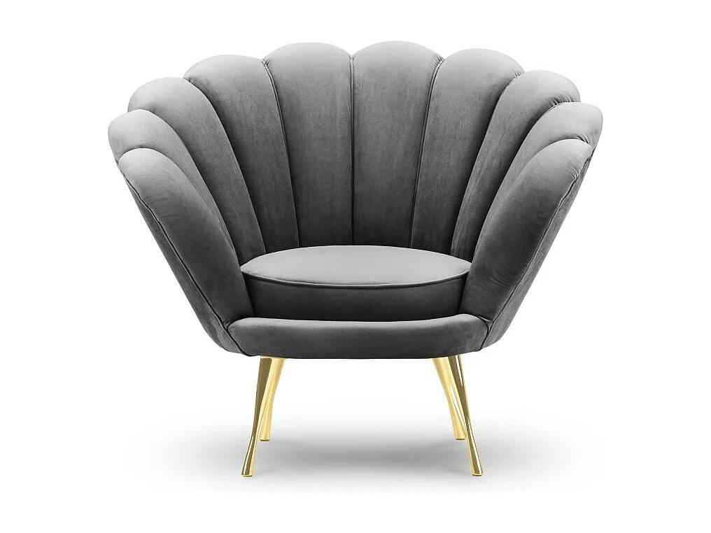 Cosmopolitan Design - Fauteuil "Kingston" Flueel, Lichtgrijs - 98x78x76cm