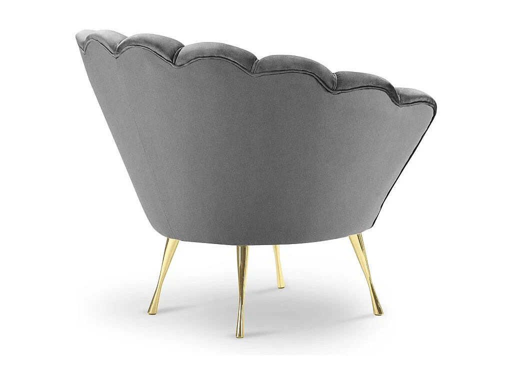 Cosmopolitan Design - Fauteuil "Kingston" Flueel, Lichtgrijs - 98x78x76cm