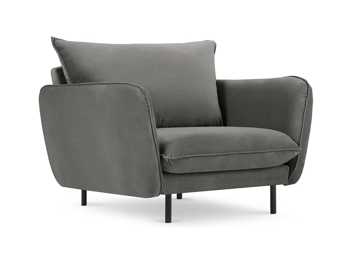 Cosmopolitan Design - Fauteuil "Vienna" Flueel, Lichtgrijs - 97x94x95cm