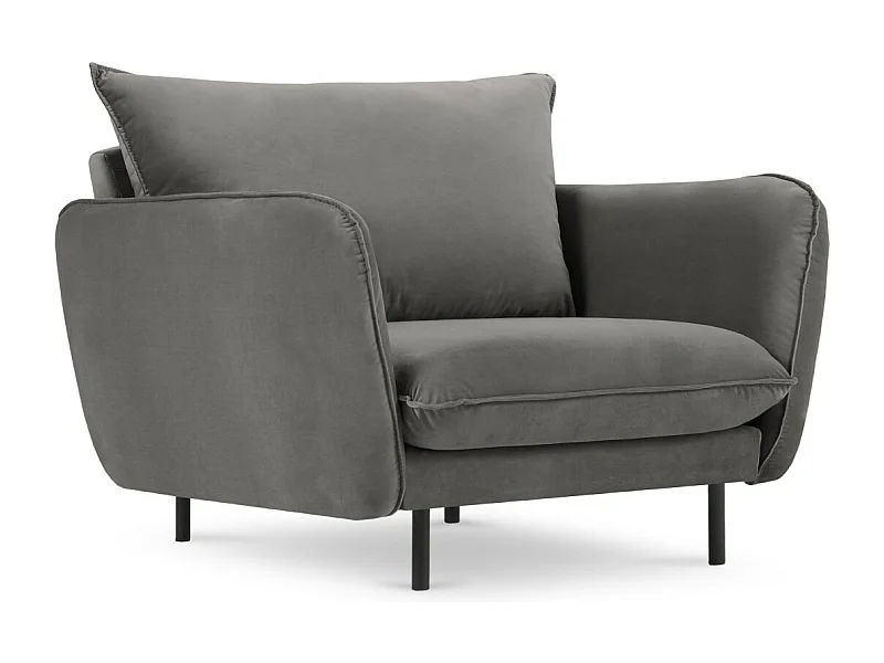 Cosmopolitan Design - Fauteuil "Vienna" en velours gris clair - 97x94x95cm