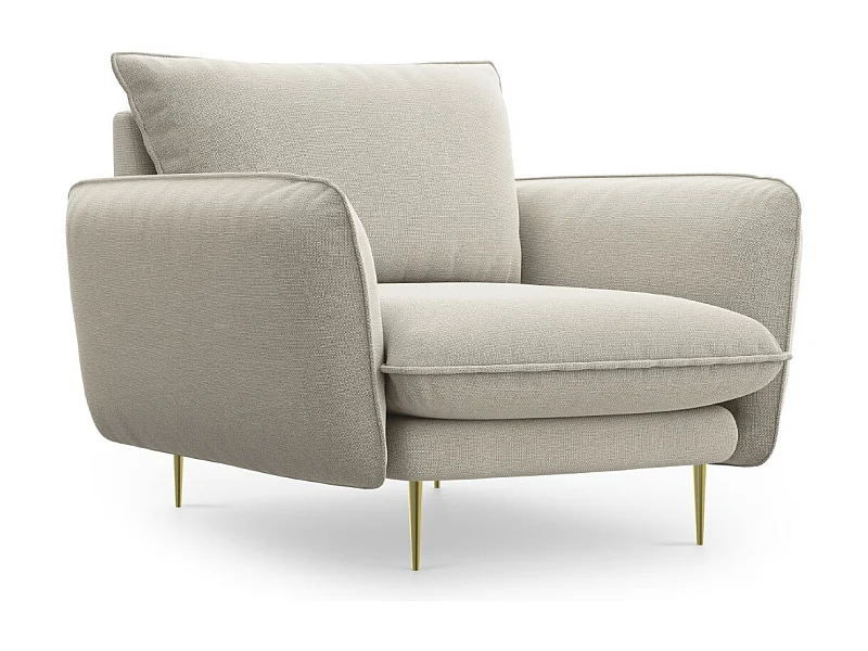 Cosmopolitan Design - Fauteuil "Vienna" Structurele stof, Lichtbeige - 97x94x95cm