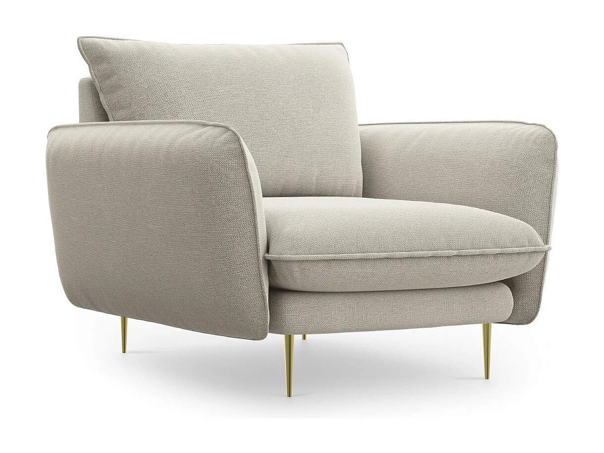 Cosmopolitan Design - Sessel "Vienna" aus strukturiertem Stoff leichtes beige - 97x94x95cm